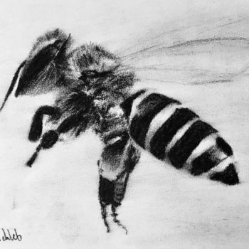 Drawing titled "Bees Triptych" by M. Palichleb Art, Original Artwork, Charcoal