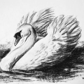 Rysunek zatytułowany „Swan” autorstwa M. Palichleb Art, Oryginalna praca, Węgiel drzewny