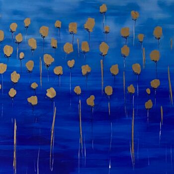 Pintura intitulada "Fiori d’oro" por Monika Popinigis, Obras de arte originais, Acrílico