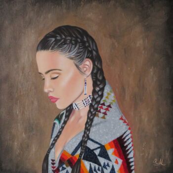 Картина под названием ""Native American gi…" - Monika Rembowska, Подлинное произведение искусства, Масло