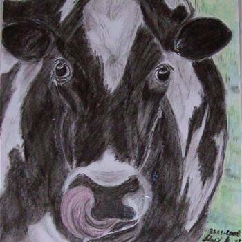 Dibujo titulada "The Cow" por Monika Wasik, Obra de arte original