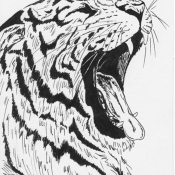 图画 标题为“Sleepy Tiger” 由Monika Wasik, 原创艺术品