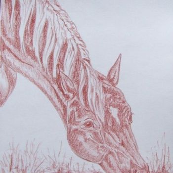 Dibujo titulada "Horse in sanguine" por Monika Wasik, Obra de arte original