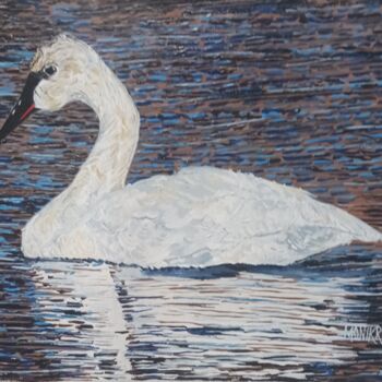 Painting titled "Trumpeter Swan" by Monikr, Original Artwork, Acrylic