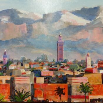 Painting titled "Marrakech" by Anne Monin, Original Artwork, Acrylic Mounted on Wood Stretcher frame