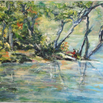 Painting titled "l'étang de Cernay" by Monique Blanchet, Original Artwork, Oil