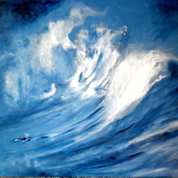 Painting titled "La vague bleue" by Maryaude, Original Artwork, Acrylic