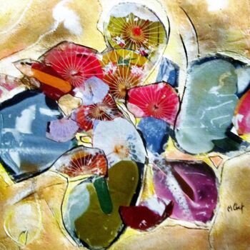 Colagens intitulada "Fleurs Ombrelles" por Monique Chef, Obras de arte originais