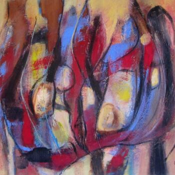 Pintura titulada "Composition rouge 2…" por Monique Chef, Obra de arte original