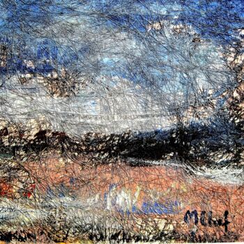 Painting titled "Paysage 2" by Monique Chef, Original Artwork, Acrylic