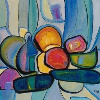 Painting titled "Nature morte" by Monique Chef, Original Artwork, Acrylic