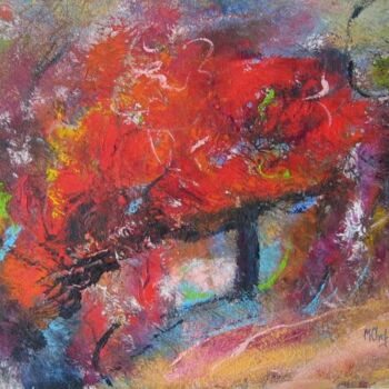 Peinture intitulée "L'Arbre rouge" par Monique Chef, Œuvre d'art originale, Acrylique