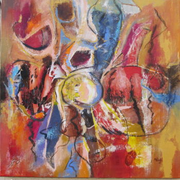 Malerei mit dem Titel "Composition -Fleur" von Monique Chef, Original-Kunstwerk, Acryl