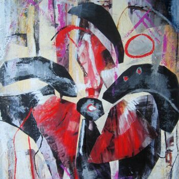 Pintura intitulada "Rouge et noir" por Monique Chef, Obras de arte originais, Acrílico