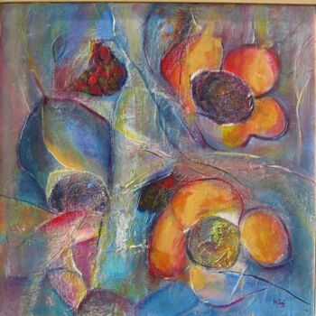 Peinture intitulée "composition-florale…" par Monique Chef, Œuvre d'art originale, Acrylique