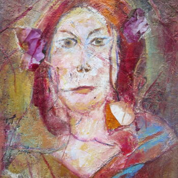 Malerei mit dem Titel "Jeune fille aux che…" von Monique Chef, Original-Kunstwerk, Acryl
