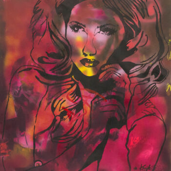 Peinture intitulée "Red Velvet" par Monique De Kruijk, Œuvre d'art originale, Acrylique