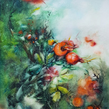 Painting titled "Rosa.jpg" by Monique Delord, Original Artwork, Watercolor