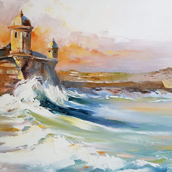 Pittura intitolato "La vague.jpg" da Monique Delord, Opera d'arte originale, Olio