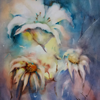 Painting titled "Souvenir.jpg" by Monique Delord, Original Artwork, Watercolor