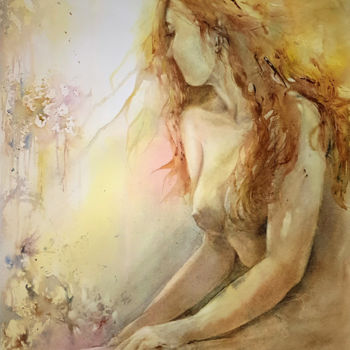 Painting titled "Brise estivale" by Monique Delord, Original Artwork, Watercolor