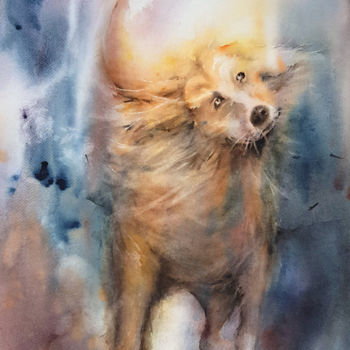 Painting titled "Praline" by Monique Delord, Original Artwork, Watercolor