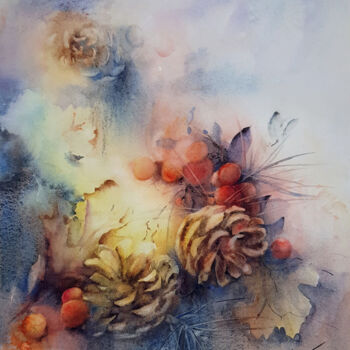 Painting titled "Les plaisirs de la…" by Monique Delord, Original Artwork, Watercolor