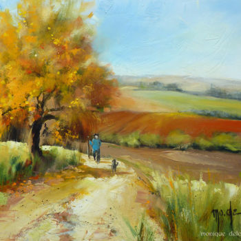 Painting titled "Sentier dans le Ger…" by Monique Delord, Original Artwork, Oil