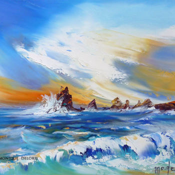 Painting titled "La Pointe des Châte…" by Monique Delord, Original Artwork, Oil Mounted on Wood Stretcher frame