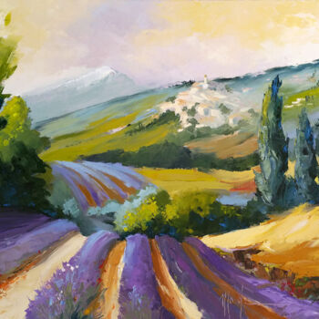 Painting titled "Luberon 02.jpg" by Monique Delord, Original Artwork, Oil Mounted on Wood Stretcher frame