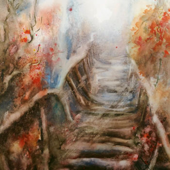 Painting titled "Ascension.jpg" by Monique Delord, Original Artwork, Watercolor