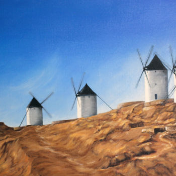 Painting titled "Moulins espagnol -…" by Monique Dubois, Original Artwork, Oil