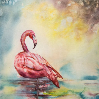 「pelican」というタイトルの絵画 Monique Hirelによって, オリジナルのアートワーク, 水彩画