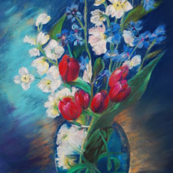 Peinture intitulée "pastel-bouquet-1.jpg" par Monique Hirel, Œuvre d'art originale