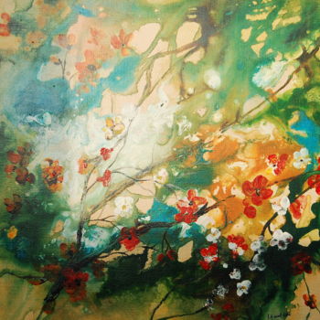 Painting titled "acrylique-bouquet-3…" by Monique Hirel, Original Artwork