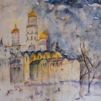 Schilderij getiteld "église russe" door Monique Hirel, Origineel Kunstwerk