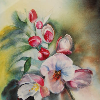Painting titled "aquarelle-bouquet-1…" by Monique Hirel, Original Artwork