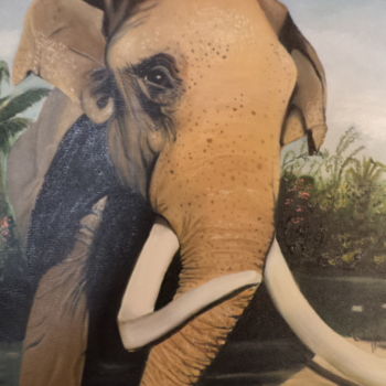 Painting titled "elephant-d-asie.jpg" by Monique Laffont-Serrati, Original Artwork