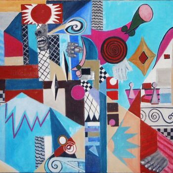 Картина под названием "Puzzle" - Monique-Laurence Jury, Подлинное произведение искусства, Масло Установлен на Деревянная рам…