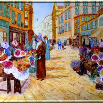 Painting titled "le-cours-saleya-81x…" by Monique Laville, Original Artwork