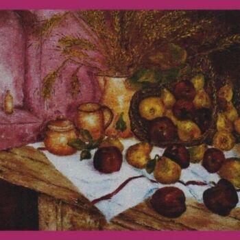 Pintura intitulada "Nature morte aux fr…" por Monique Laville, Obras de arte originais