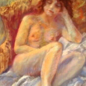 Painting titled "Belle endormie" by Monique Marie François (Moma), Original Artwork, Pastel