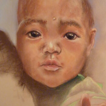 Painting titled "Bébé vietnamien" by Monique Marie François (Moma), Original Artwork, Pastel