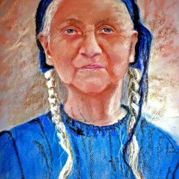 Peinture intitulée "Albanaise saisie au…" par Monique Marie François (Moma), Œuvre d'art originale, Pastel