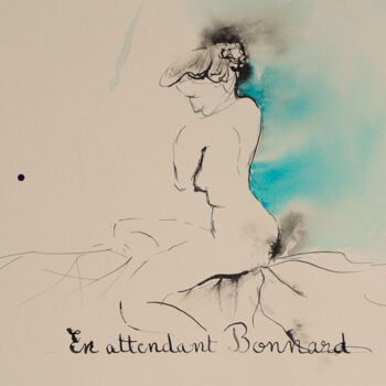 「En attendant Bonnar…」というタイトルの絵画 Monique Marie François (Moma)によって, オリジナルのアートワーク, インク