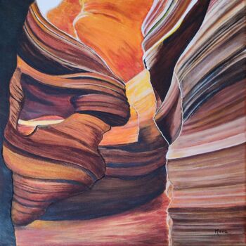 Malarstwo zatytułowany „Antelope canyon” autorstwa Monique Maurice (Mona), Oryginalna praca, Akryl Zamontowany na Drewniana…