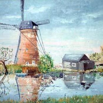 Peinture intitulée "Moulin de Hollande…" par Monique Navet, Œuvre d'art originale