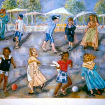 Painting titled "fête des enfants" by Monique Navet, Original Artwork