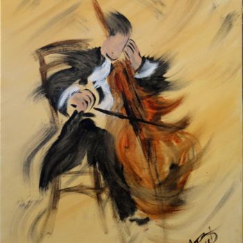 Peinture intitulée "Symphonie - Violonc…" par Monique Perret, Œuvre d'art originale, Acrylique Monté sur Châssis en bois