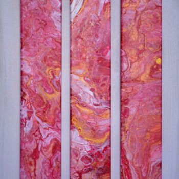 Painting titled "Scarlet" by Monique Schoonenburg (MSC), Original Artwork, Acrylic Mounted on Wood Panel